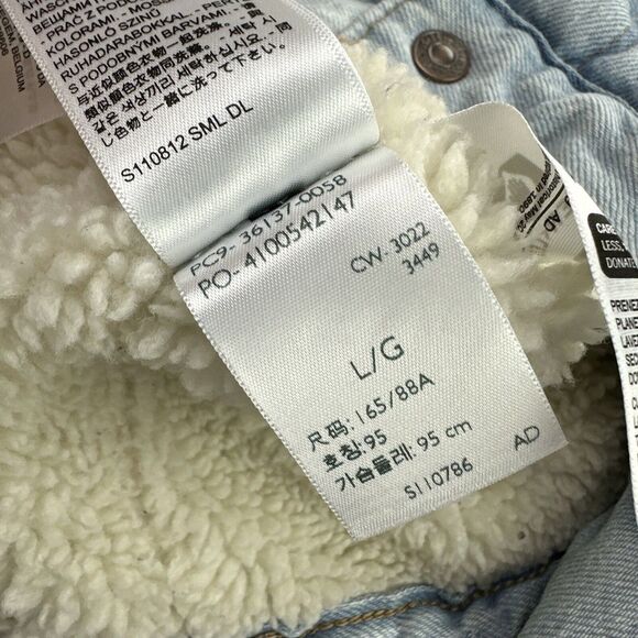 Vintage Levi's Sherpa Denim Jacket Trucker Size Large Red Tab - Picture 10 of 11